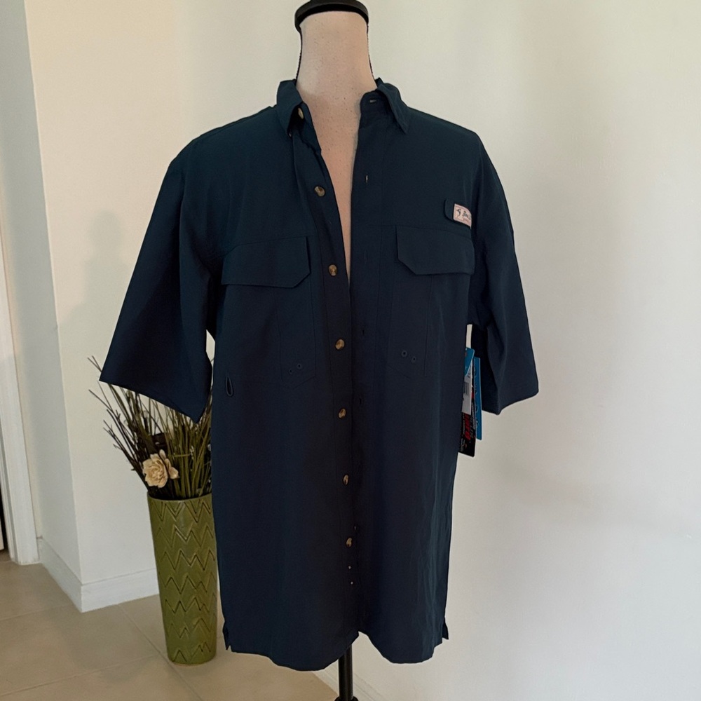 NWT men’s small fishing shirt bimini bay blue 1183